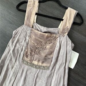 Vintage Nordstrom Deadstock Mauve Lace-Overlay Evening Dress large